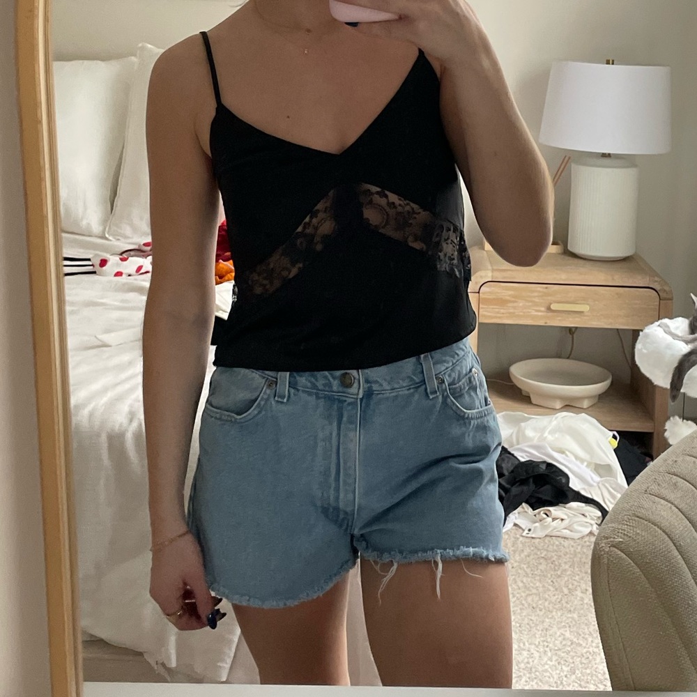 Abercrombie Black Silk with Lace Tank